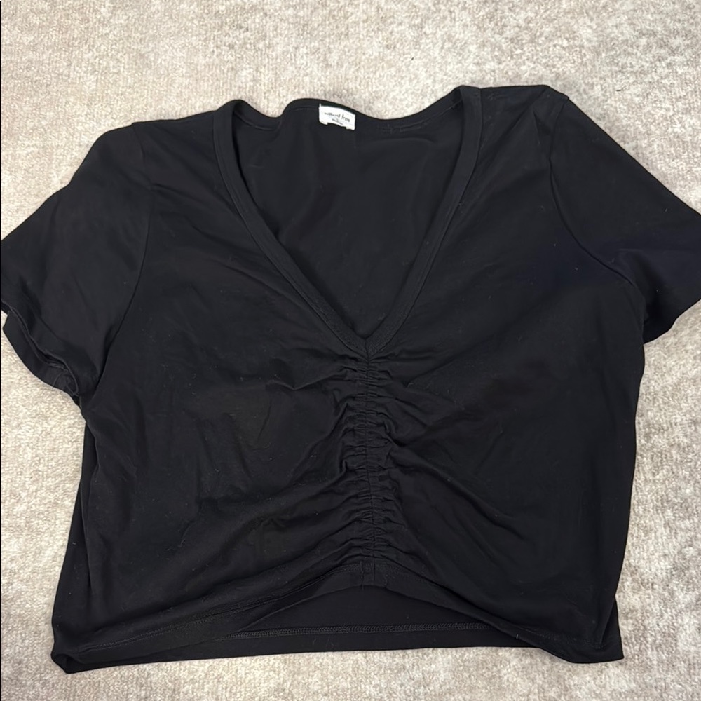 Aritzia Black Ruched Crop Top